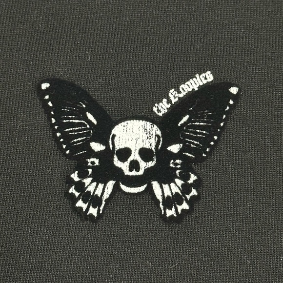 NWT The Kooples Flocked Skull Butterfly Tee Black Cotton - Picture 4 of 14